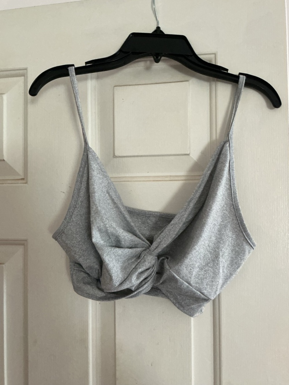 Twist Front Crop Tank Top - Heather Gray